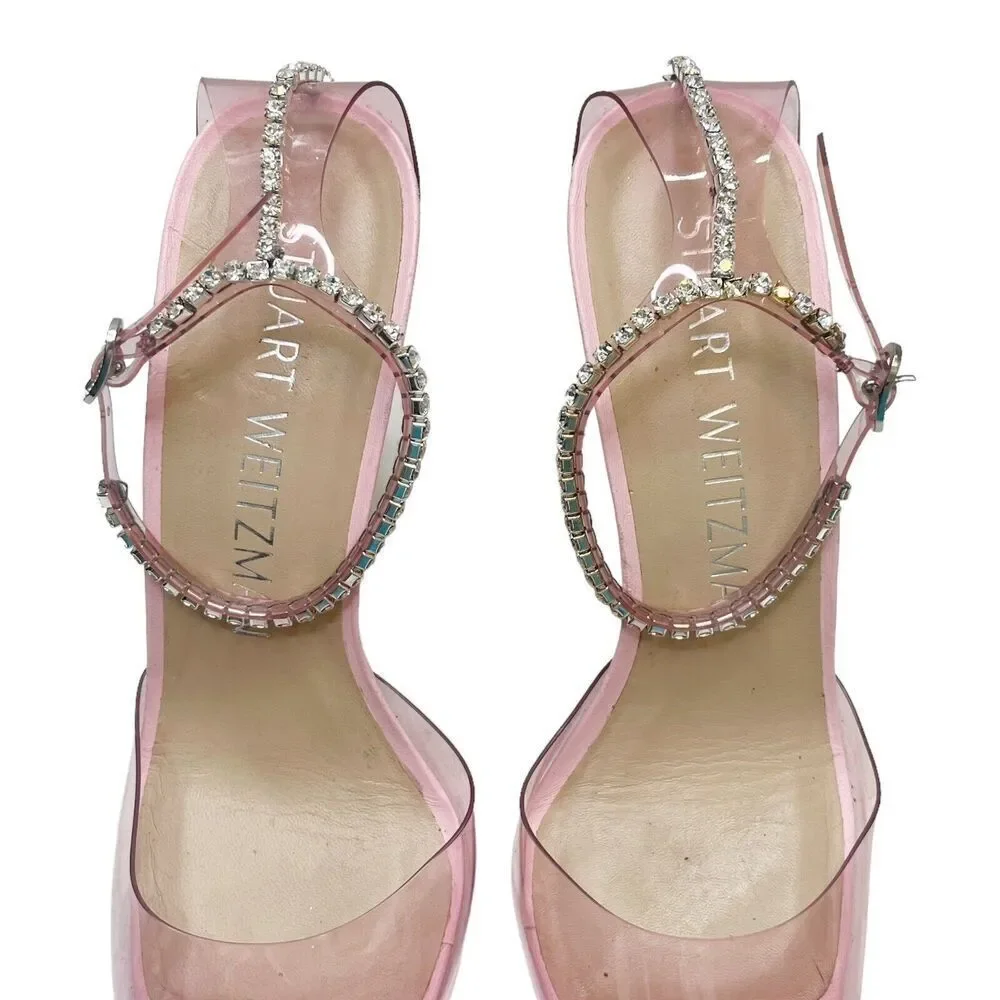 Stuart Weitzman Glam PVC Ankle Strap Pumps‎ Pink Women's Size 9